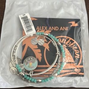 COPY - Alex and Ani Caribbean Tropical Drink Set of 3 silver bracelets NWT.